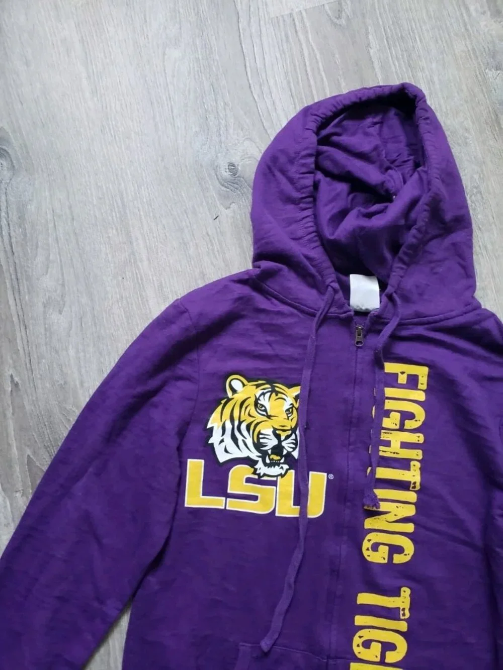 LSU Fighting Tigers Juniors M Hoodie Sweatshirt Full Zip Purple Lightweight